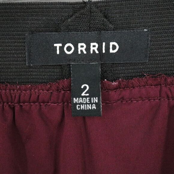 Torrid Skirt 2 Plus 2X Burgundy Plum Pull On Elastic Waist Lined Micro Pleats - Picture 3 of 10